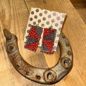 DIY Red and Black Geometric Earrings